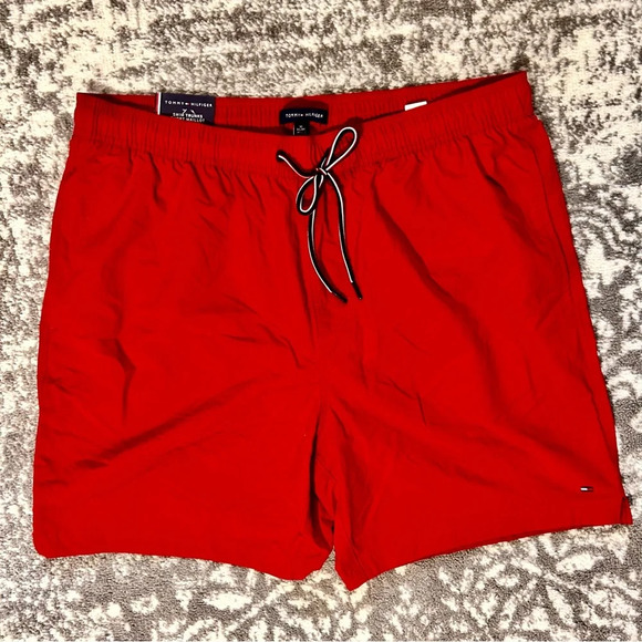 Tommy Hilfiger Red 7" Inseam Swim Trunks NWT XL - Picture 1 of 4